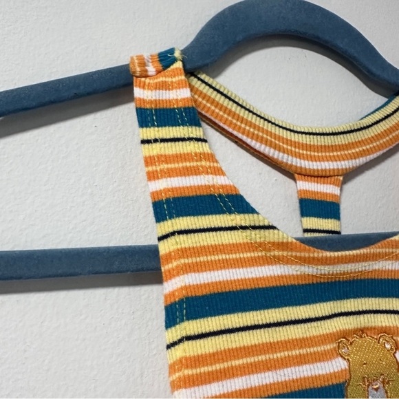 Care Bears Cropped Striped Racerback Tank Top Women's Size Large Sunshine Bear - Picture 5 of 12